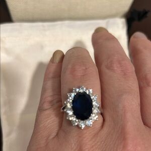 Elegant Sterling Silver .925 and Blue Gemstone/Cubic Zirconia Ring